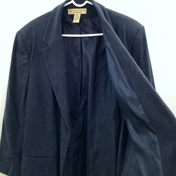 Vintage Long Blazer Transitional Weather Coat Charcoal Black Women's 22W Lined - Picture 9 of 10